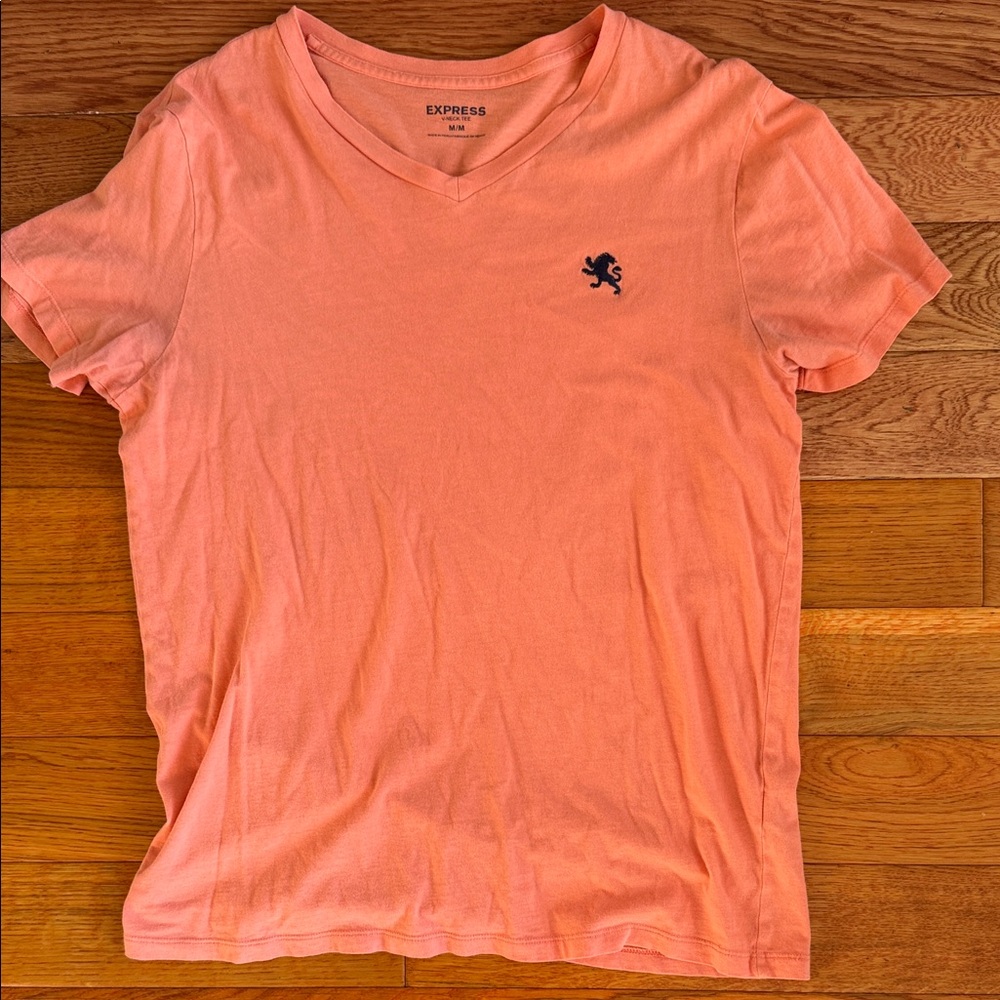 Express Coral V-Neck Tee